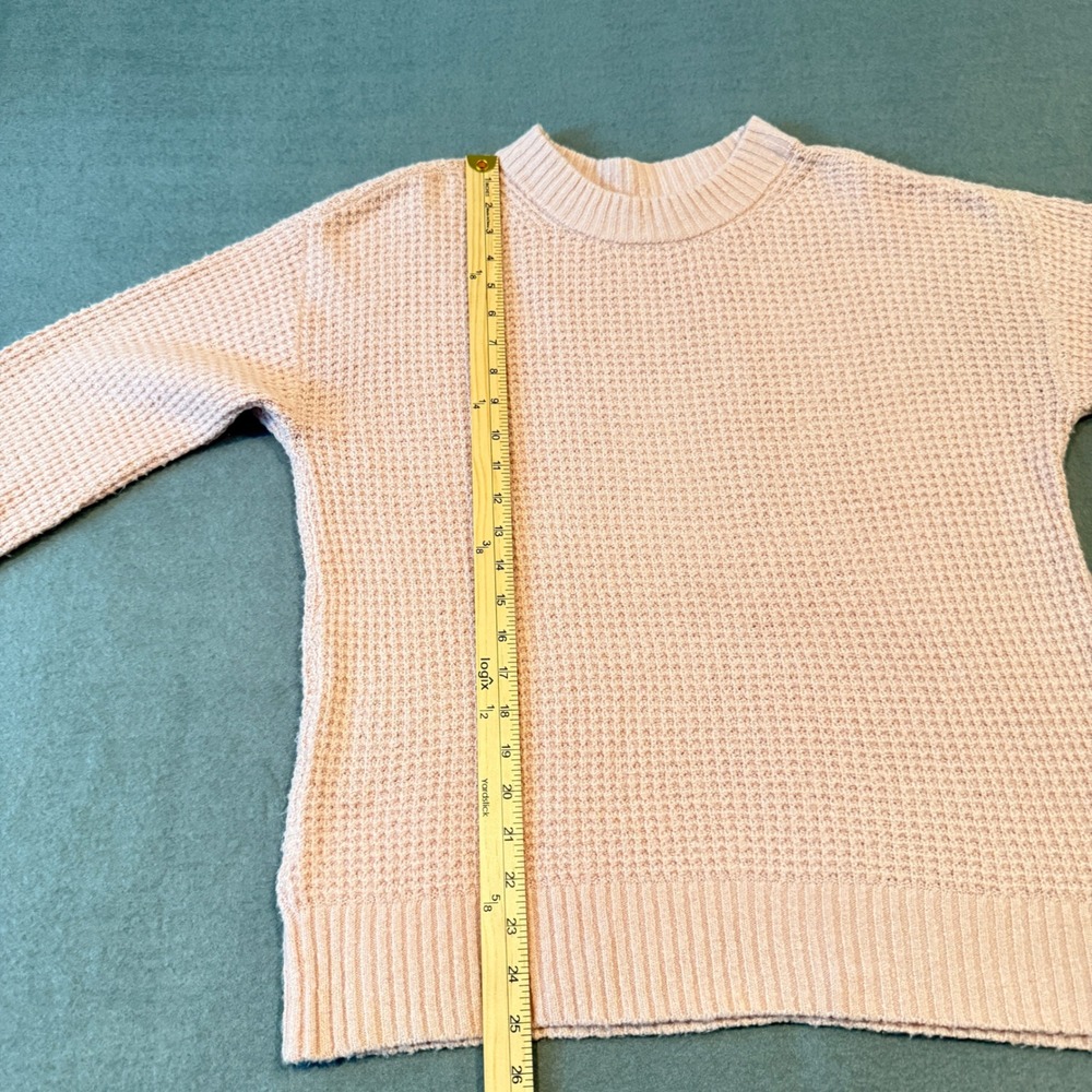 American Eagle Pink Waffle Knit Crew Neck Long Sleeve Sweater Size S - Picture 14 of 14